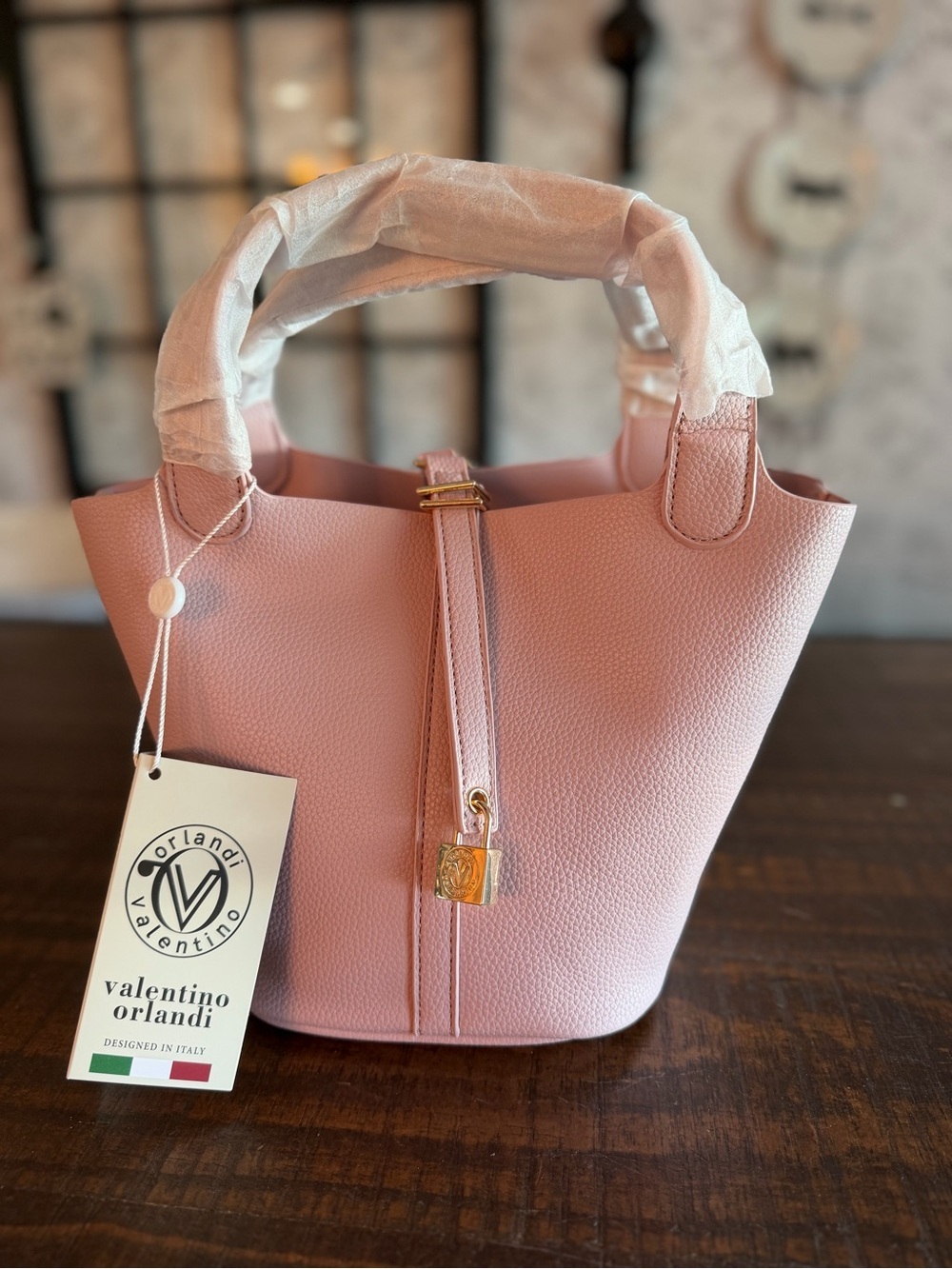 Valentino Orlandi LavenderPebbled Leather Bucket Bag